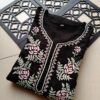 HAYAAT Rayon Chikankari Black Kurta