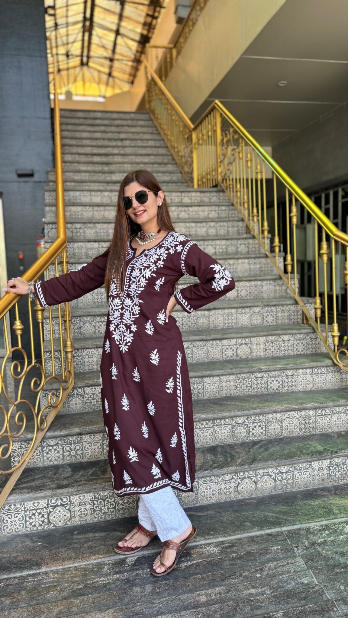 HAYA Chikankari Rayon Kurta