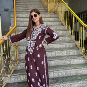 HAYA Chikankari Rayon Kurta