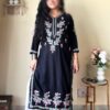HAYAAT Rayon Chikankari Black Kurta