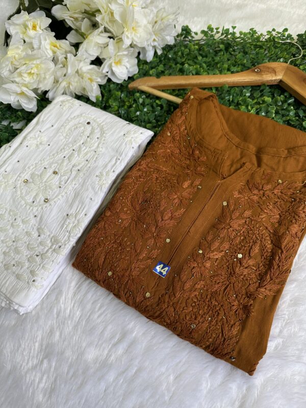 FIZA Rayon Chikankari Mukaish Work Kurta