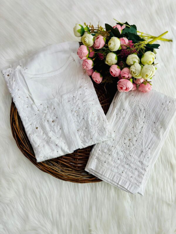 FIZA Rayon Chikankari Mukaish Work Kurta