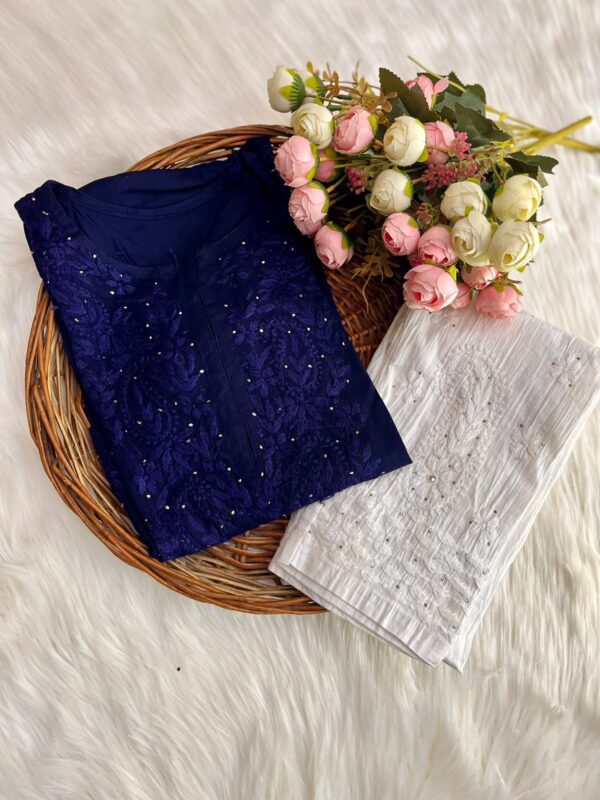 FIZA Rayon Chikankari Mukaish Work Kurta