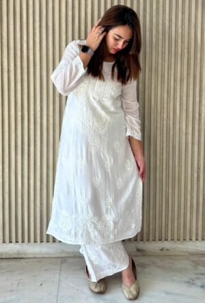 LAIBA Chikankari Modal Kurta Set
