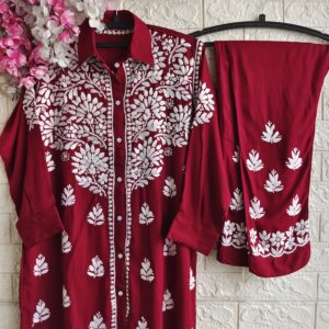 HAYA Chikankari Rayon Co-ord Set