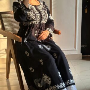 HUSNA Chikankari Rayon Gown