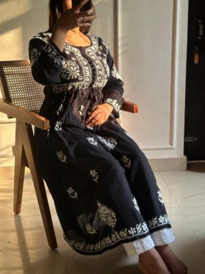HUSNA Chikankari Rayon Gown