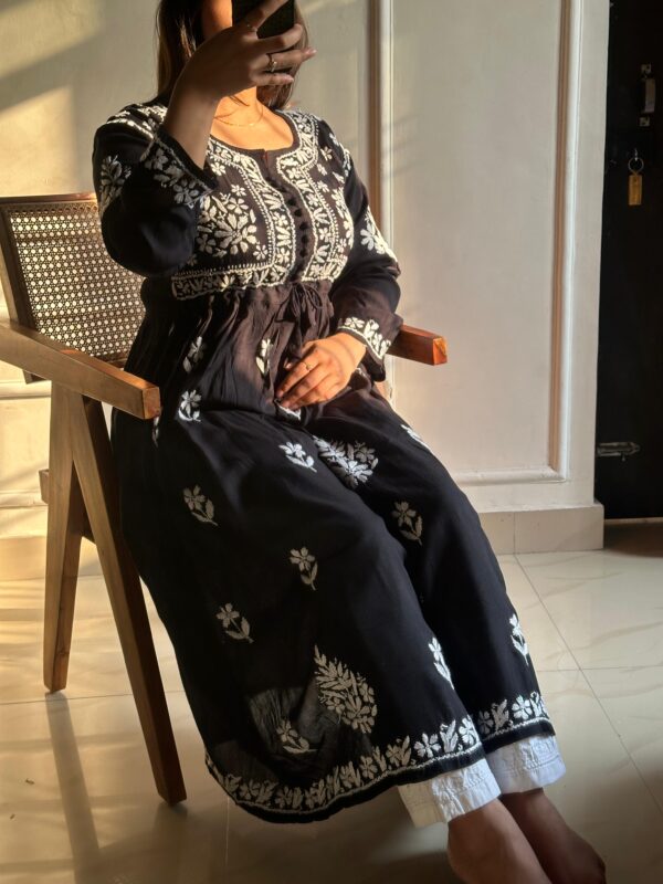 HUSNA Chikankari Rayon Gown