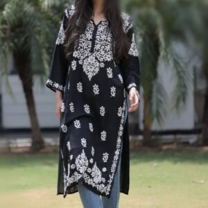 BLACK Chikankari Modal Kurta
