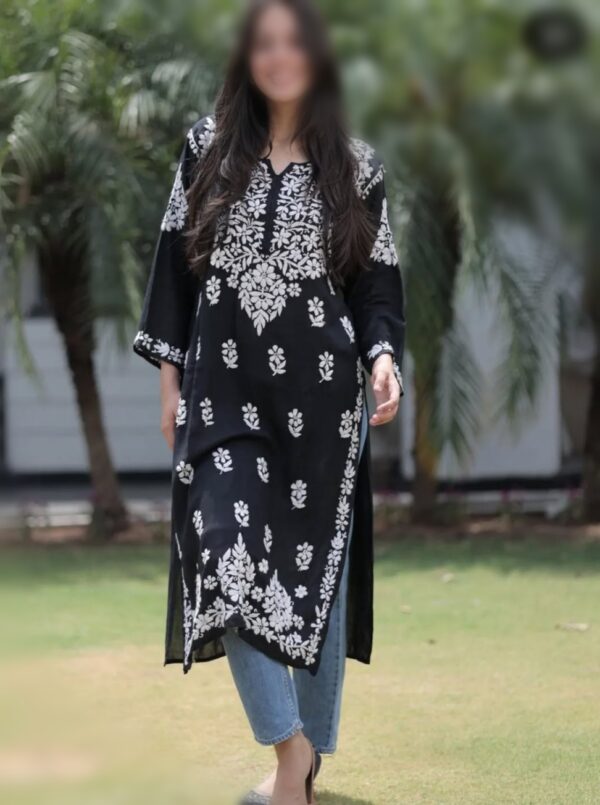 BLACK Chikankari Modal Kurta