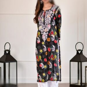 NIDA Chikankari Mul Mul Kurta