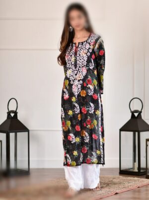 NIDA Chikankari Mul Mul Kurta
