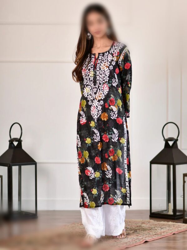 NIDA Chikankari Mul Mul Kurta