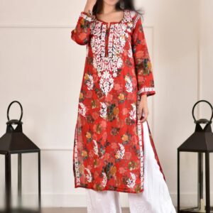 NIDA Chikankari Mul Mul Kurta