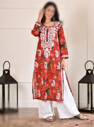 NIDA Chikankari Mul Mul Kurta