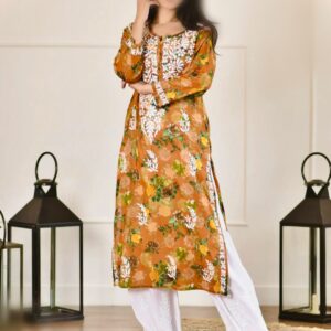 NIDA Chikankari Mul MUl Kurta
