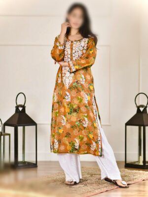 NIDA Chikankari Mul MUl Kurta