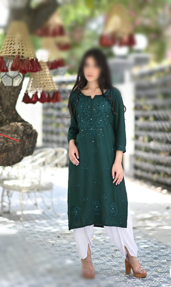 FIZA Rayon Chikankari Mukaish Work Kurta