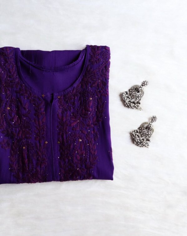 FIZA Rayon Chikankari Mukaish Work Kurta