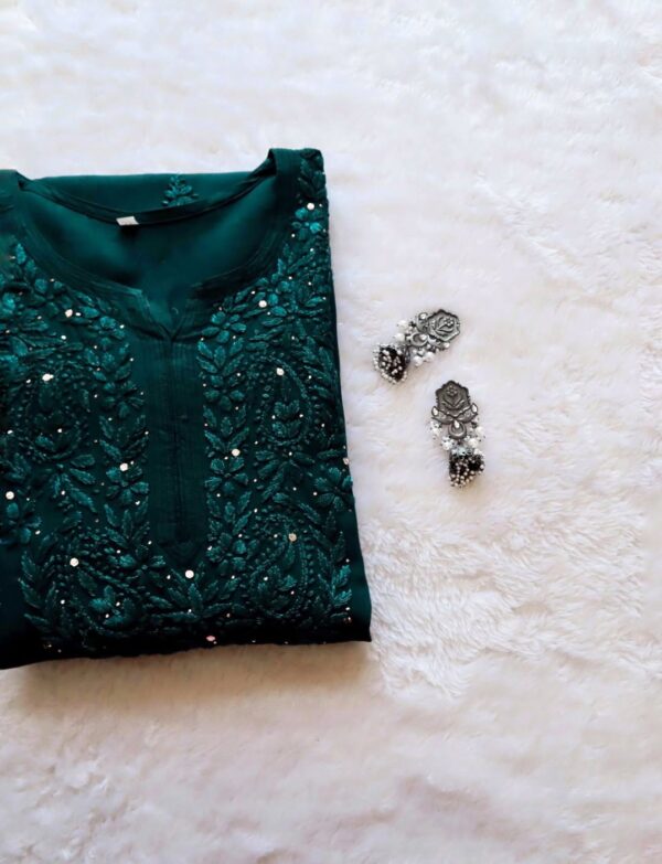 FIZA Rayon Chikankari Mukaish Work Kurta