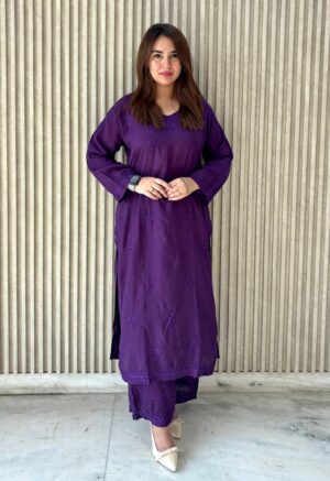 LIZA Chikankari Modal Kurta Set