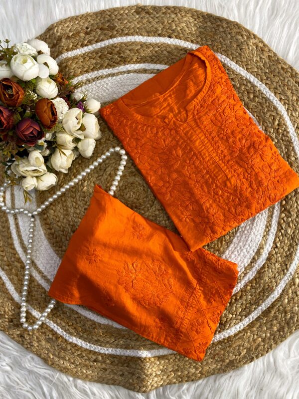 CHANDERI SILK Chikankari Kurta Set