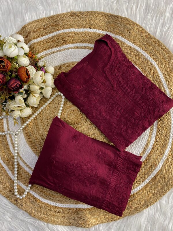 CHANDERI SILK Chikankari Kurta Set