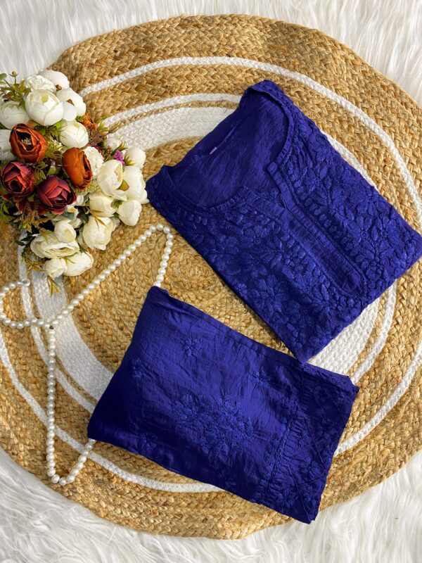 CHANDERI SILK Chikankari Kurta Set