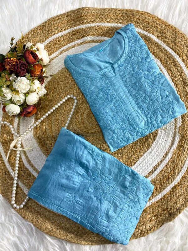 CHANDERI SILK Chikankari Kurta Set