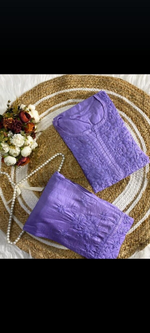 CHANDERI SILK Chikankari Kurta Set