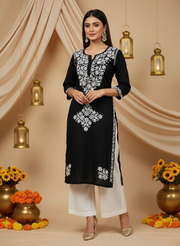HUSNA Rayon Chikankari Kurta