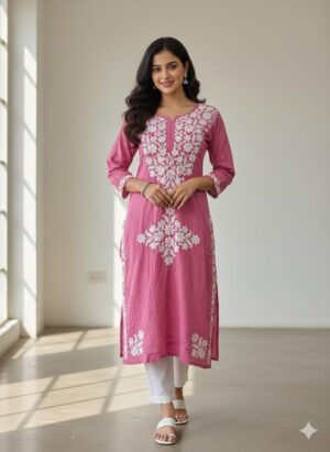 HUSNA Rayon Chikankari Kurta