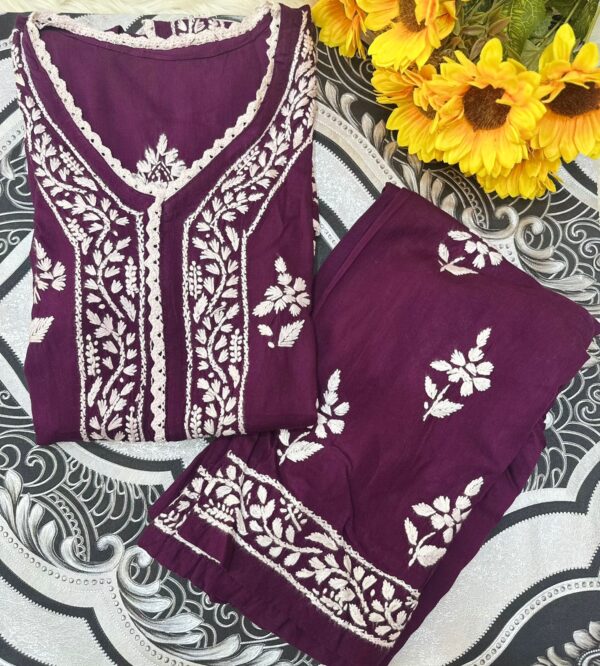 HAMNA Rayon Chikanakri Flared Kurta Set