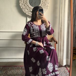 HUMA Chikanakri Rayon Long Gown