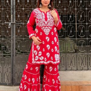 EID SPECIAL Rayon Chikankari Gharara Set