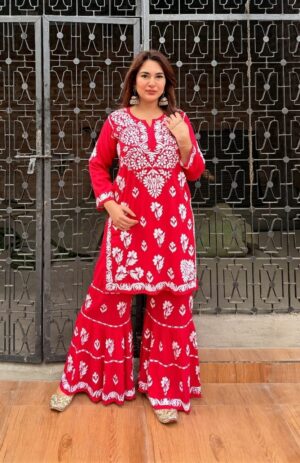 EID SPECIAL Rayon Chikankari Gharara Set