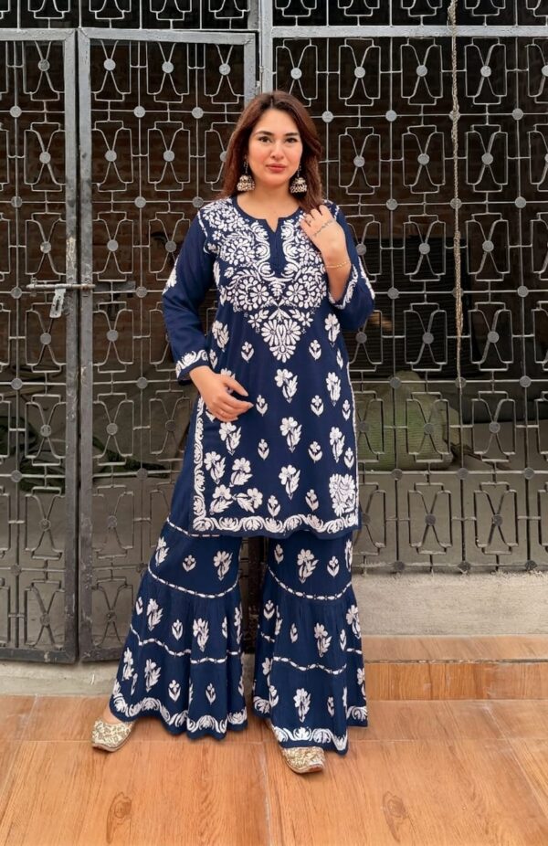 EID SPECIAL Rayon Chikankari Gharara Set