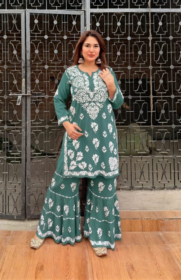 EID SPECIAL Rayon Chikankari Gharara Set