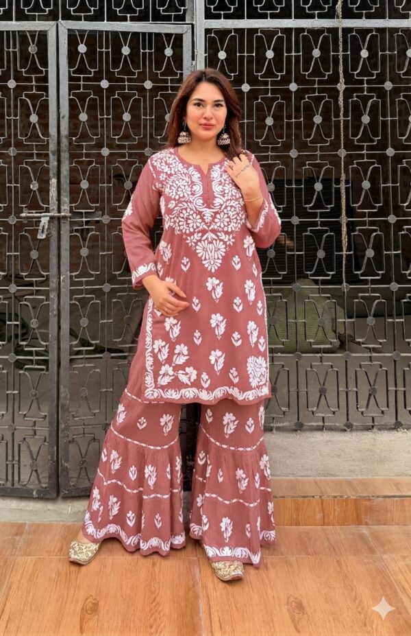 EID SPECIAL Rayon Chikankari Gharara Set