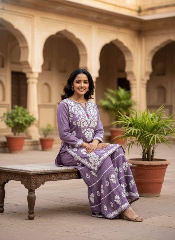 EID SPECIAL Rayon Chikankari Gharara Set