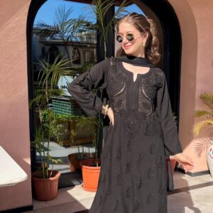 Rayon Chikankari Mukaish Work Kurta Set