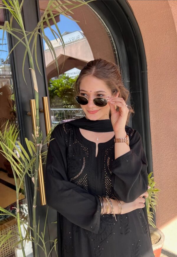 Rayon Chikankari Mukaish Work Kurta Set